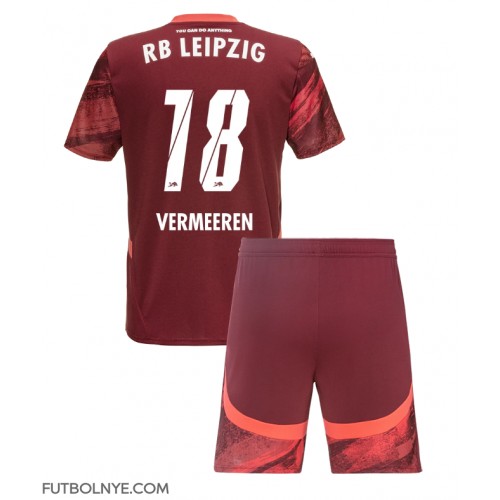 Camiseta RB Leipzig Arthur Vermeeren #18 Visitante Equipación para niños 2024-25 manga corta (+ pantalones cortos)